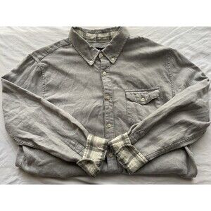 Porter and Ash Button Down Shirt Mens Large Long Sleeve Grey Flip Cuff Shirt